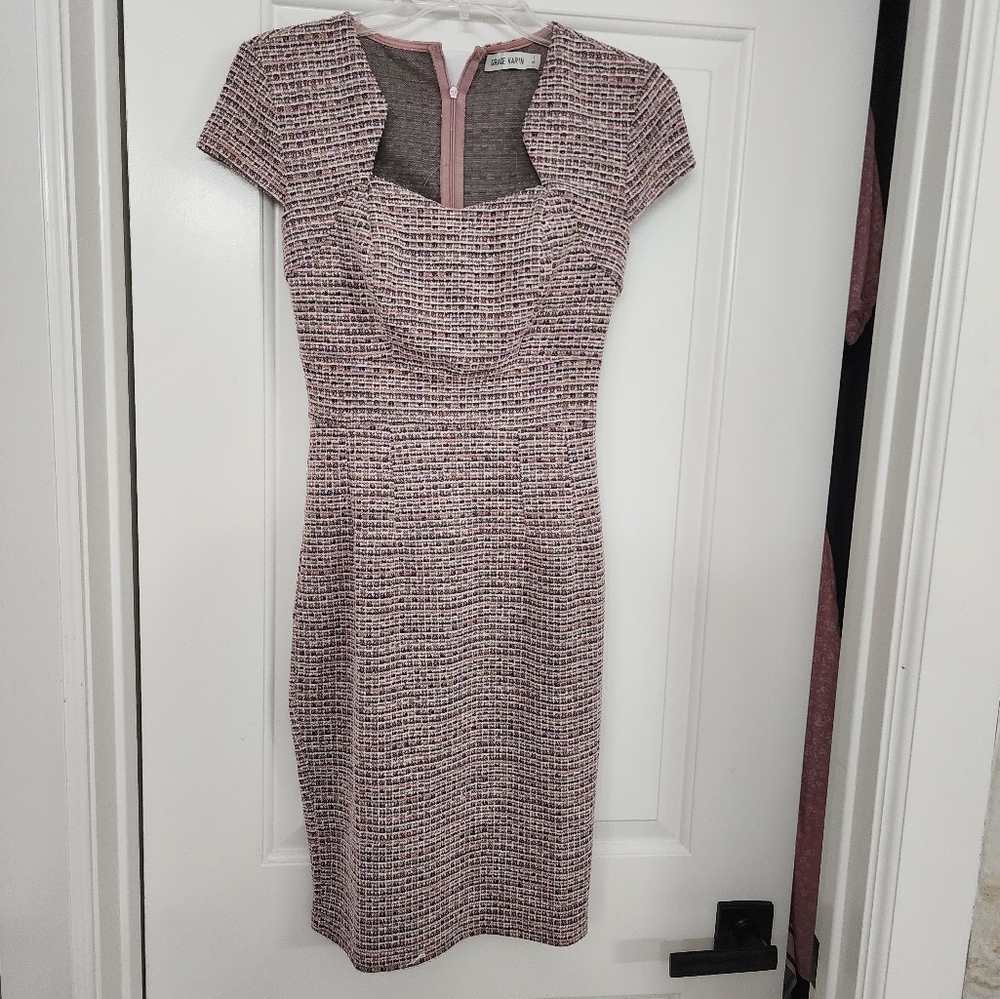 Pink Tweed Sheath Dress